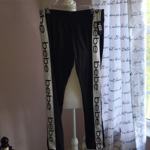 NWT BEBE Black Joggers/Sleep Wear Logo Tape 💯🔥
